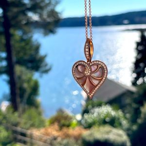 Kabana 14K Rose Gold Diamond & Mother of Pearl Heart Pendant Necklace.